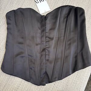 Zara Black Satin Corset Top